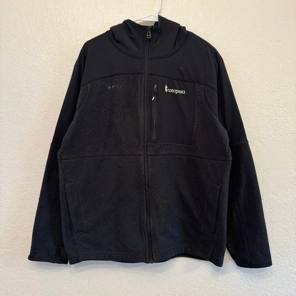 Cotopaxi Men's Abrazo Hooded Full-Zip Fleece Jacket Black Medium Activewear
